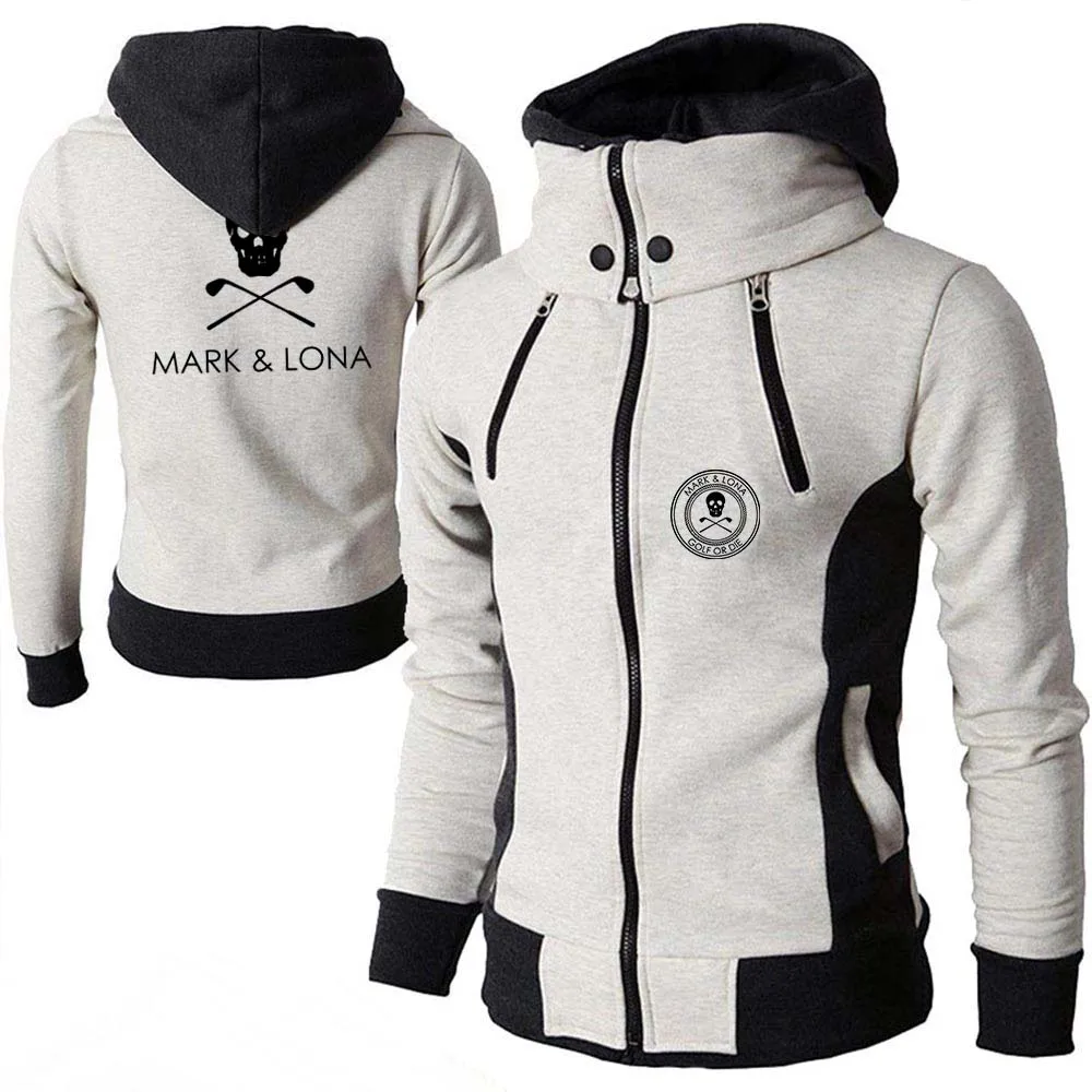 

2021 Men Fashion Mark Lona Autumn Winter Zipper Jacket Casual Fleece Hoodie Coat High Collar Hooded Male Outwear Slim Clothing