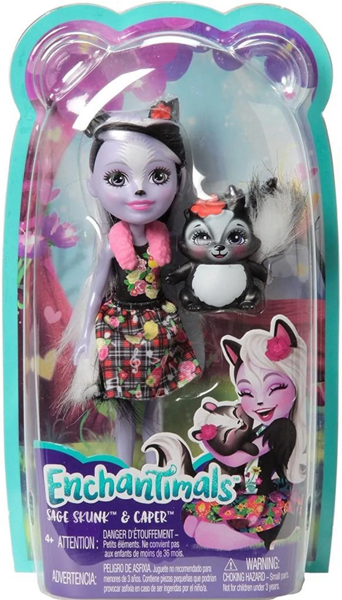 Кукольная база Enchantimals с домашним животным sageskunk и caper fxm72 mattel оригинальная кукла