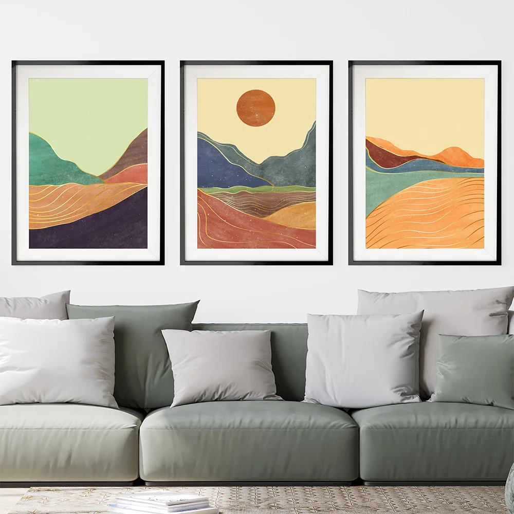 

Nordic Landscape Canvas Posters Abstract Mountain Sunset Wall Art Print Painting For Living room Office Home Decor Pictures