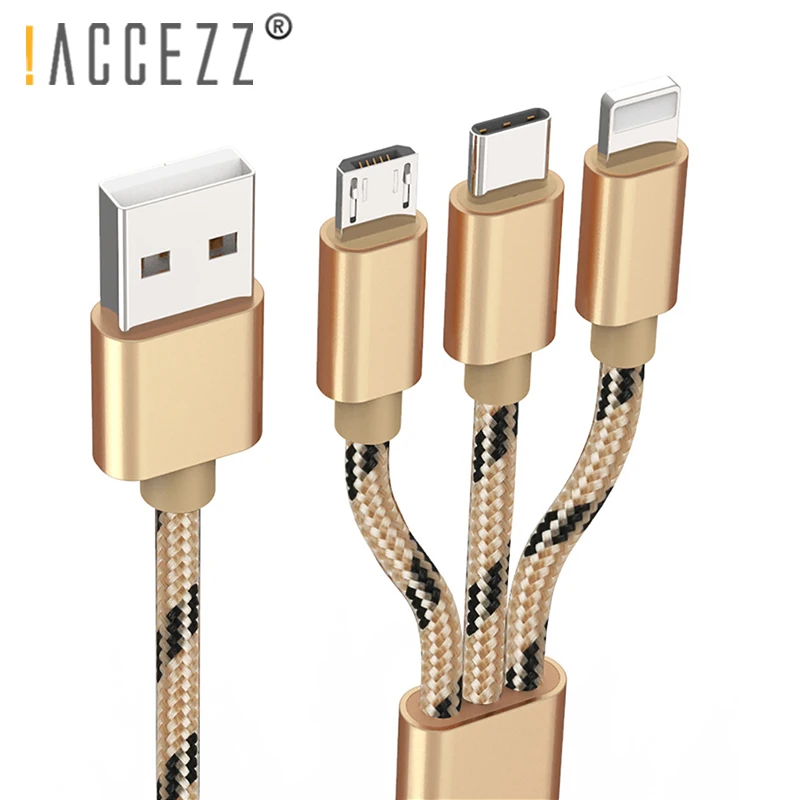 ! ACCEZZ 3 в 1 usb зарядный кабель для Xiaomi samsung зарядное устройство Шнур Micro type C