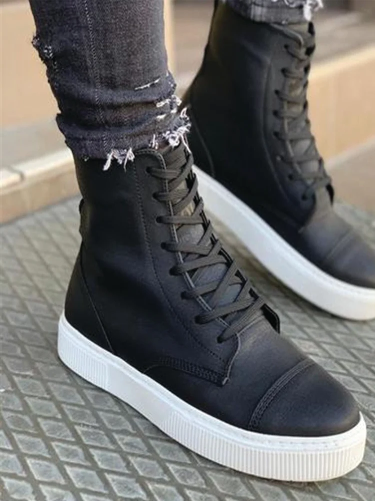 Knack Spor Bot 022 Siyah (Beyaz Taban) Yeni Model Man New Bots Reasonable Price And Men's Shoes Sport Stylish Design |