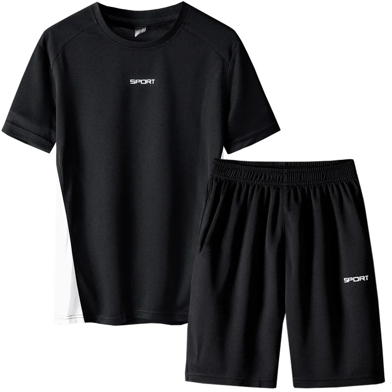 Мужской летний спортивный костюм дышащая футболка с коротким рукавом и шорты