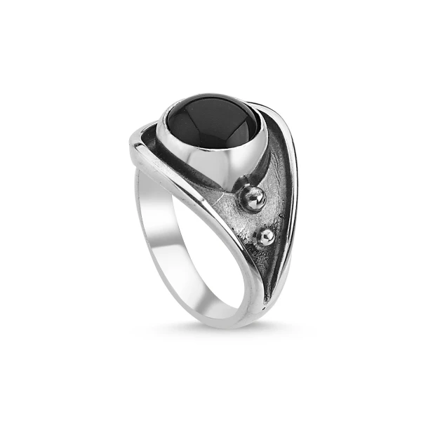 

Серебряное 925 пробы кольцо ручной работы из оникса