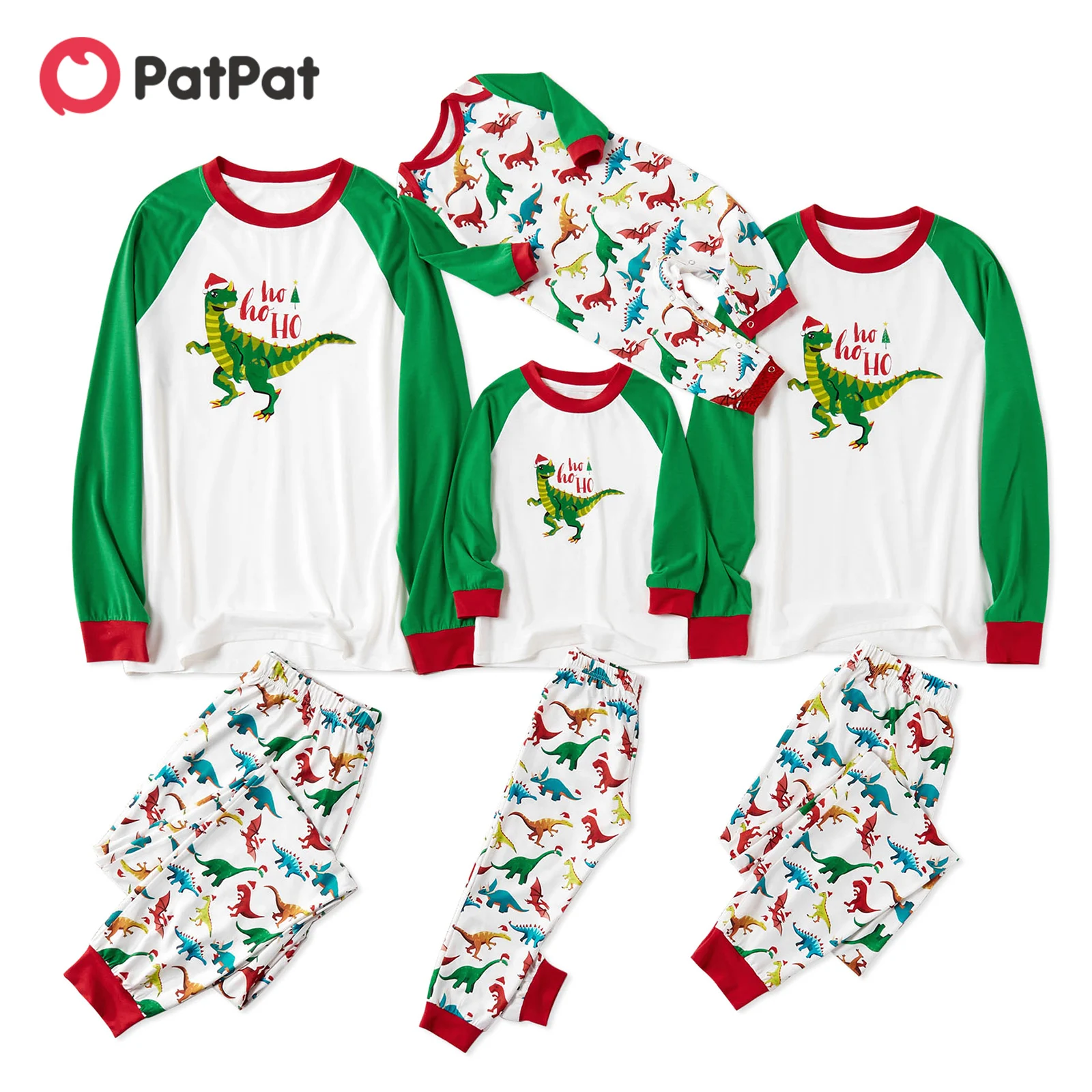 

PatPat Mosaic Family Matching Colorful Dinosaur Christmas Pajamas Set(Flame Resistant)