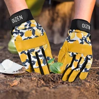 cowhide leather garden gloves for women waterproof cut resistant vegetable gardening work yellow gloves weeding digging planting