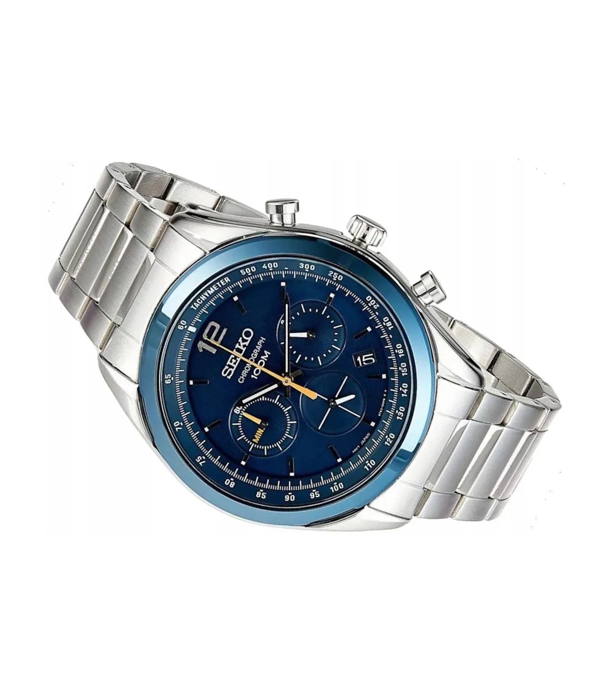 Мужские водонепроницаемые часы Seiko Neosports SSB091P1 синие циферблаты 45 мм стальной