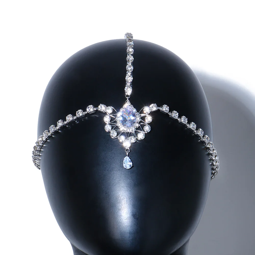 Головной убор в стиле бохо с кристаллами цепочка на лоб головной свадебные