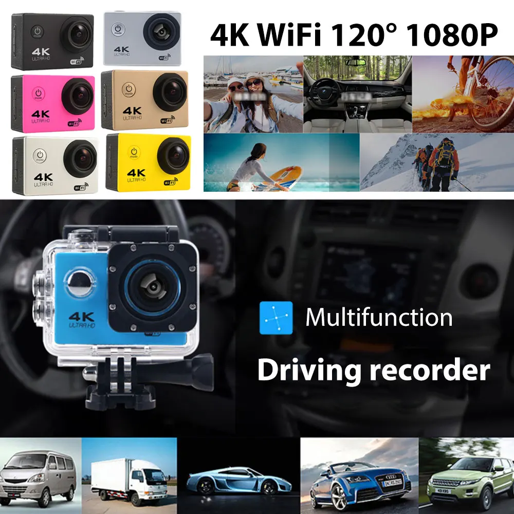 Водонепроницаемая Спортивная экшн камера 4K Ultra HD видеокамера наружное