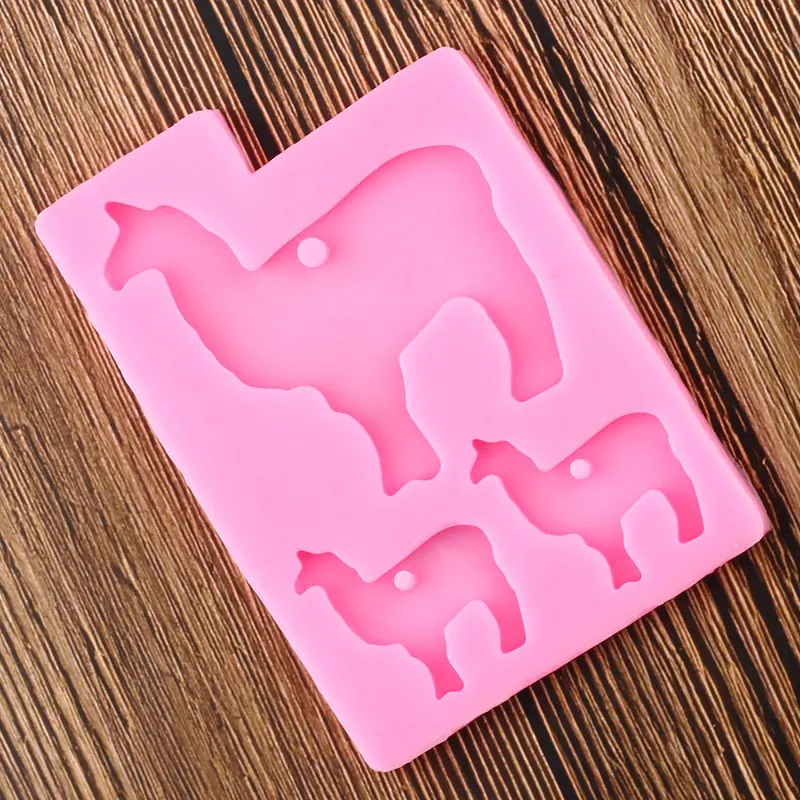 Блестящая лама животное силиконовая форма для брелоков верблюжья цепочка ключей