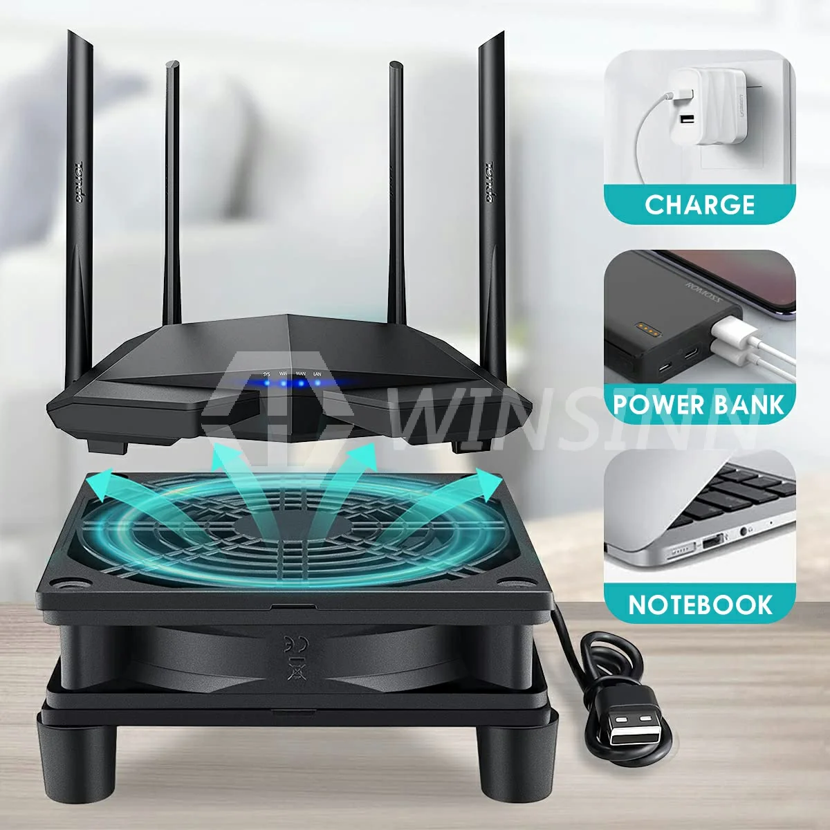 WINSINN Приемник winнаклейки DVR Xbox TV приставка маршрутизатор чехол вентилятор USB