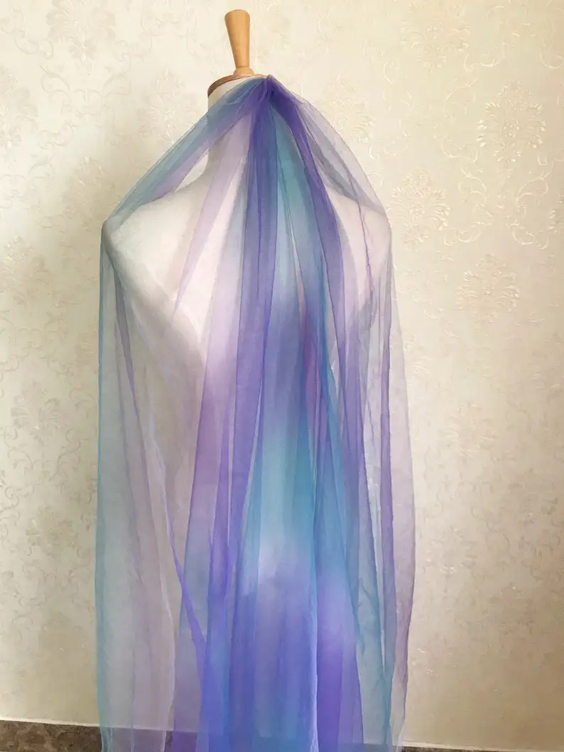 10 Yards Blue And Purple Gradient Rainbow Soft Mesh Tulle Fabric Very Soft Material Decoration Party Clothing Tutu