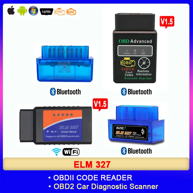Obd2 elm327 v1.5 v2.1 Bluetooth-совместимый Wifi мини-сканер OBD2 считыватель кодов автомобильный