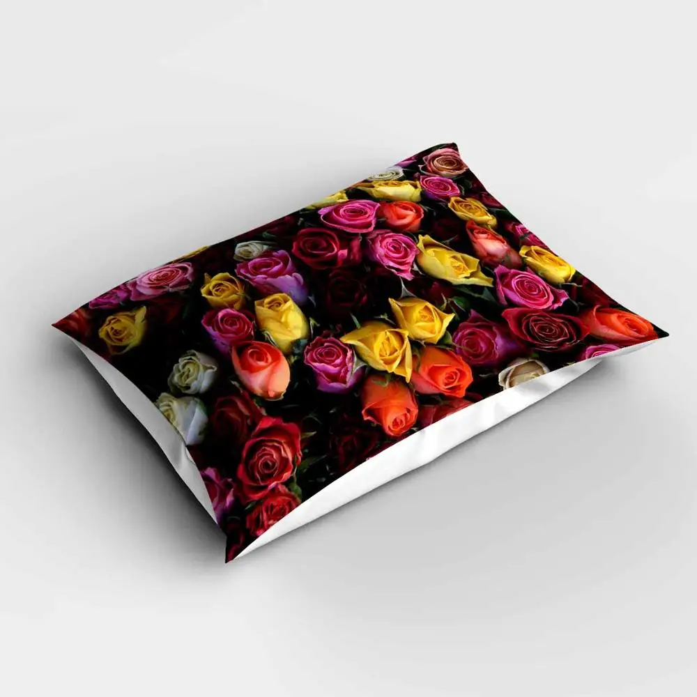 

Else Yellow Orange Red Pink Roses Flowers Floral Rectangle Modern Pillowcases 3d Digital Print Pillow Covers Cases for Couch Bed