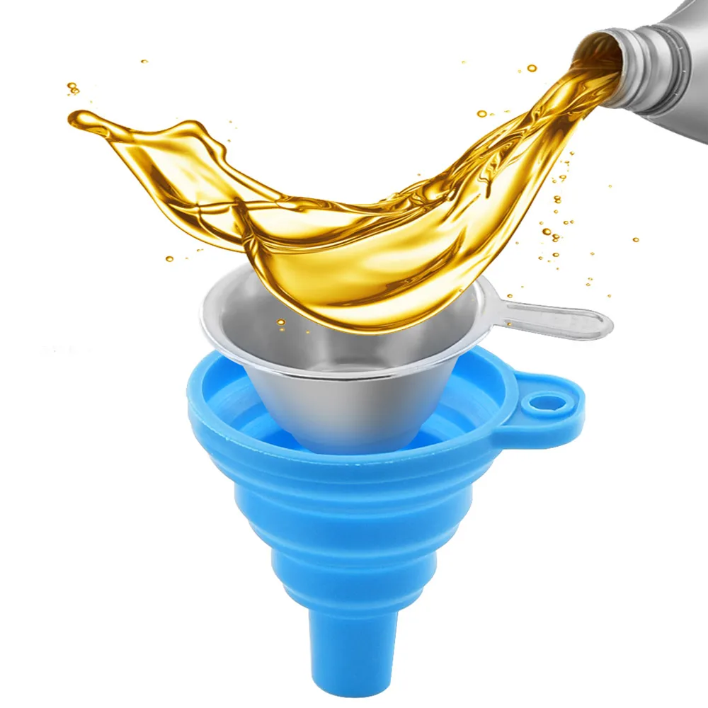 

3D Printer Filter Photosensitive Resin Filter Funnel Set Folding Mini Telescopic Silicone Funnel Stainless Steel Light Curing To