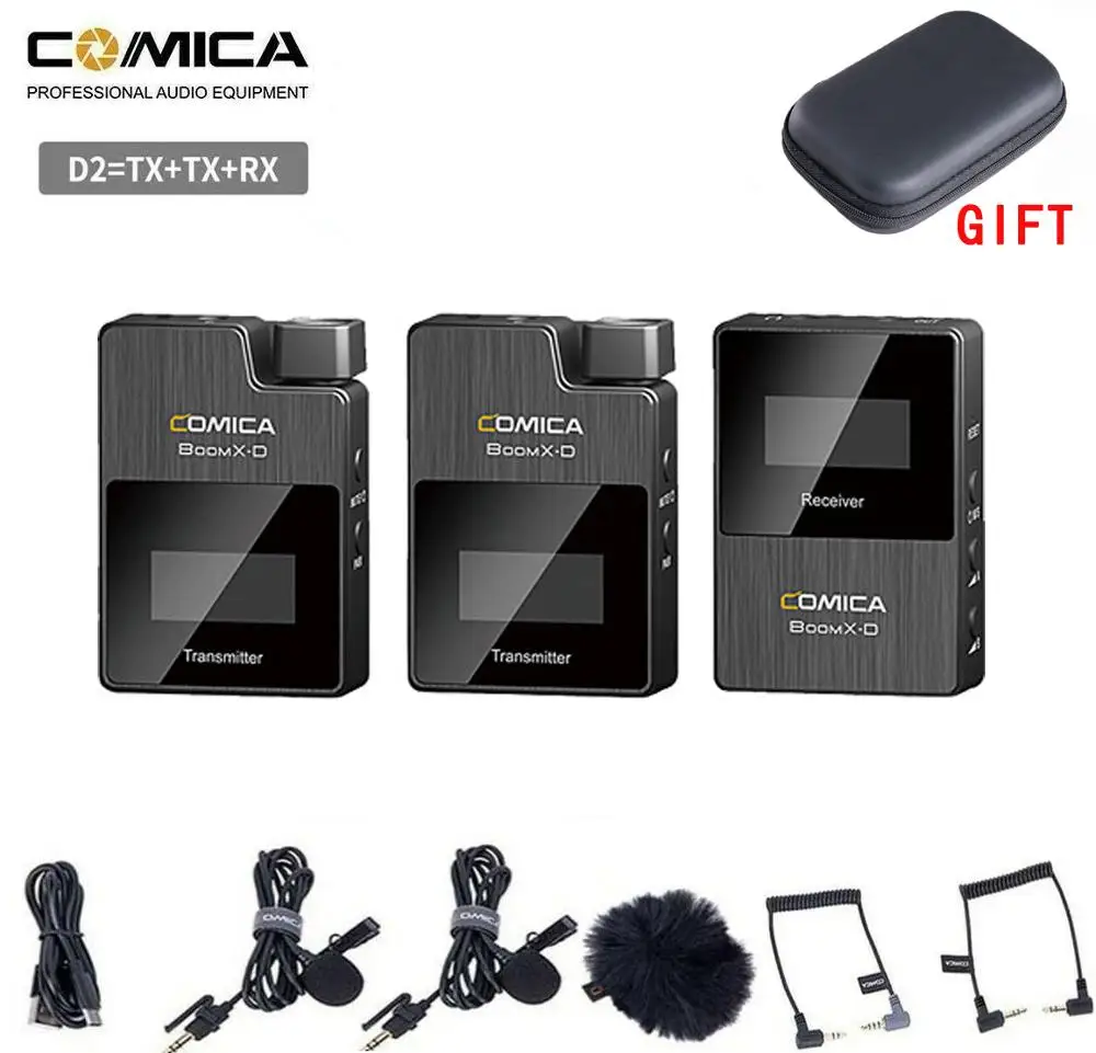 

Comica Boom XD d2 Wireless Microphone Transmitter Kit Mini Microphone Receiver 2.4G Digital for Vlog Youtube vs Rode Wireless Go