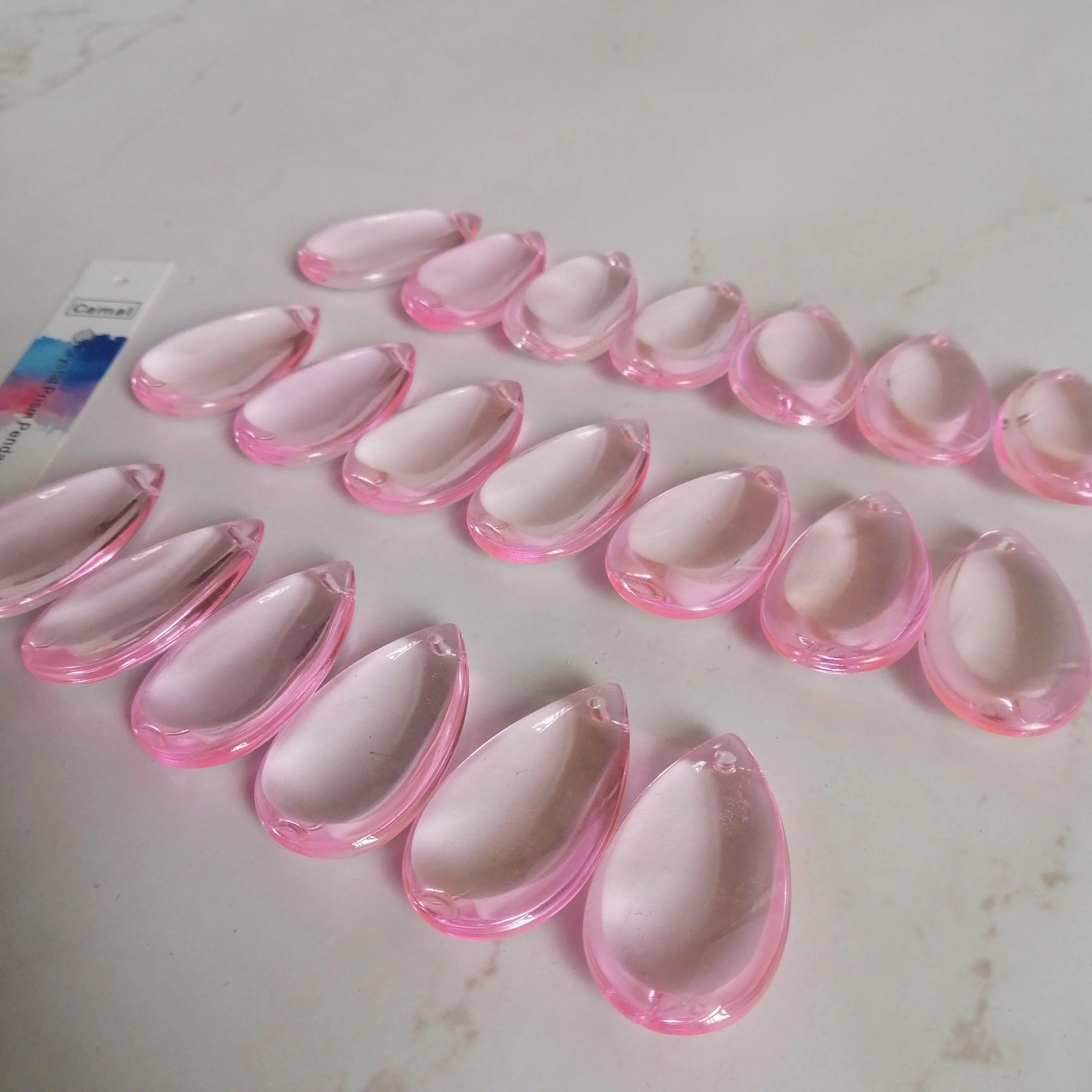 Камаль 20 шт. 36 мм розовые кристально гладкая каплевидные бусины Призма Подвесная