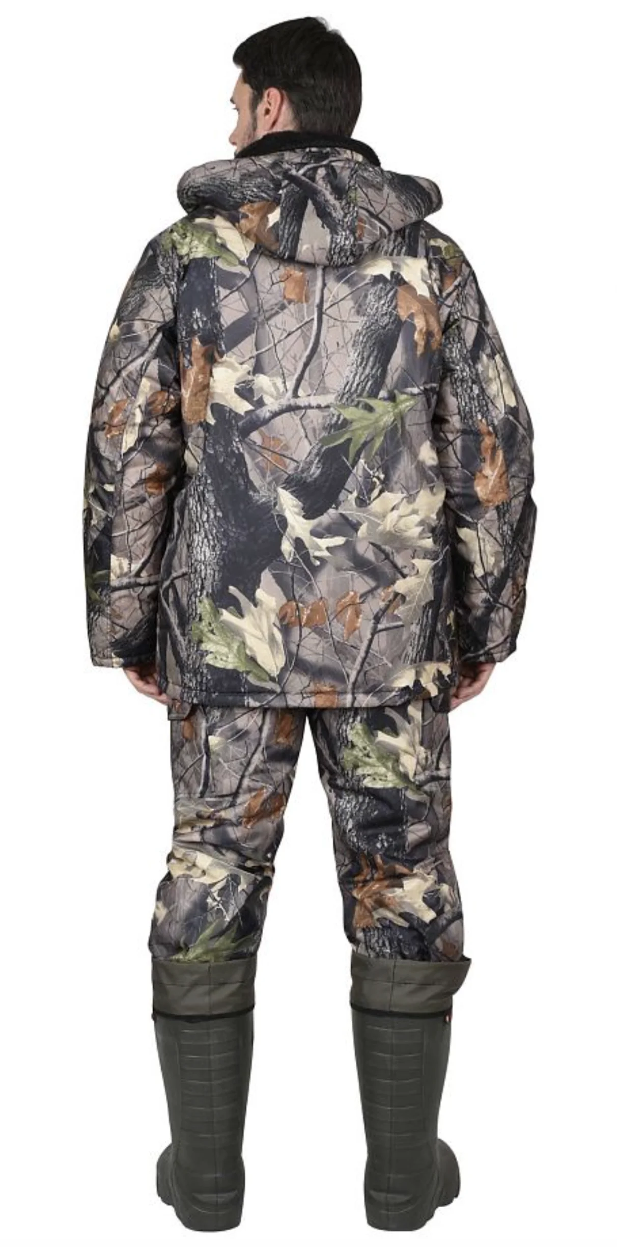 Костюм РЫБОЛОВ зимний (куртка полукомбинезон) камуфляж Темный лес | Спорт и