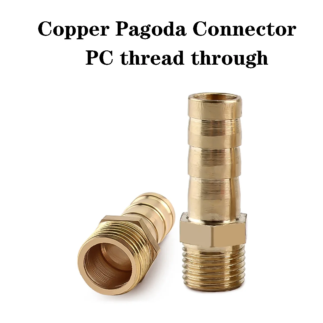 

2Pcs Brass 1/8" 1/4" 3/8" 1/2" 1" Thread Pneumatic Pagoda Connector 6 8 10 12 14 16mm Hose Connector Thread Water Pipe Fittings