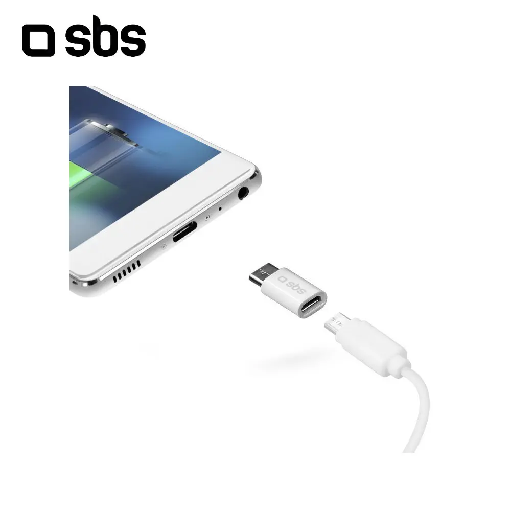 Адаптер SBS MicroUSB мама/USB Type C папа белый (TEADAPTC)|Зарядные устройства для телефонов| |