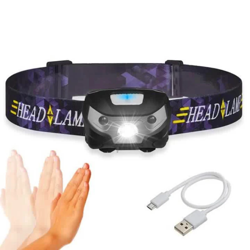 

10000Lm Powerfull Headlamp Rechargeable LED Headlight Body Motion Sensor Head Flashlight Camping Torch Light Lamp With USB