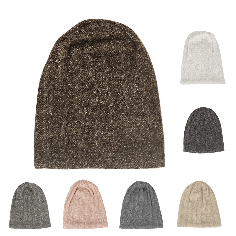 Однотонная Вязаная Шапка-бини в полоску для женщин и мужчин осенне-зимняя новая