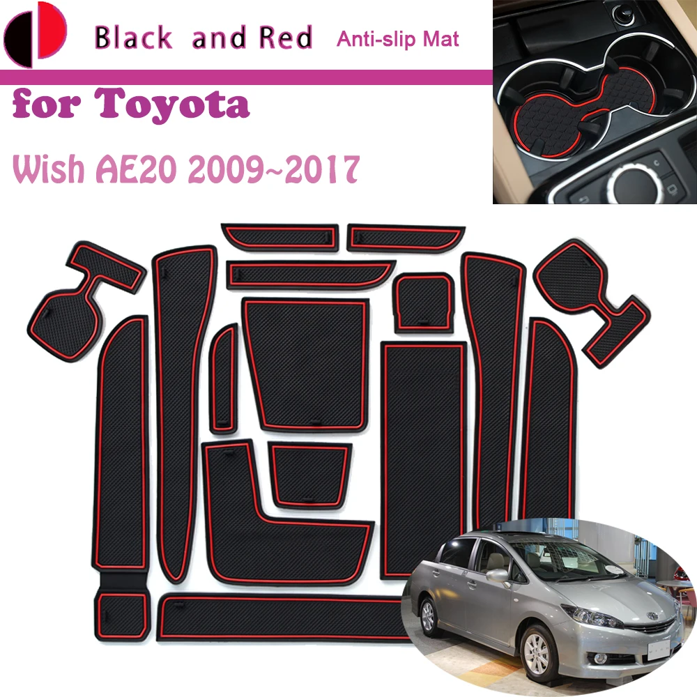 Резиновый дверной коврик с желобом для Toyota Wish AE20 2009 ~ 2017 2010 2011 2012 2013 2014 2015 2016, подушка для хранения ворот, подставка, пыленепроницаемый стикер, аксессуары