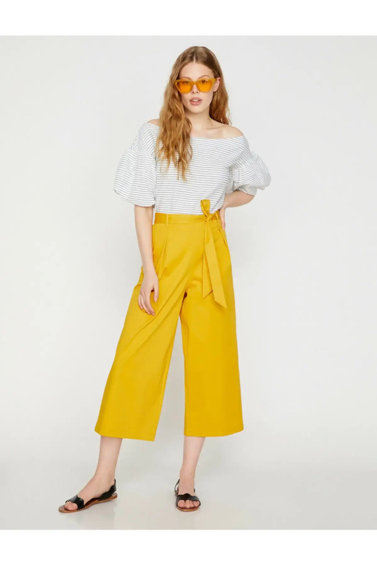 Koton/женские желтые брюки с широкой окантовкой 8 YAK42631UW | Женская одежда