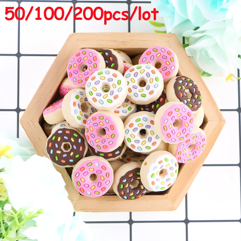 

50/100/200 шт., силиконовые бусины-Пончики