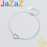 a00154 jazaz 100 925 sterling silver jewelry love heart cross chain braceletbangle for women minimalism office accessories