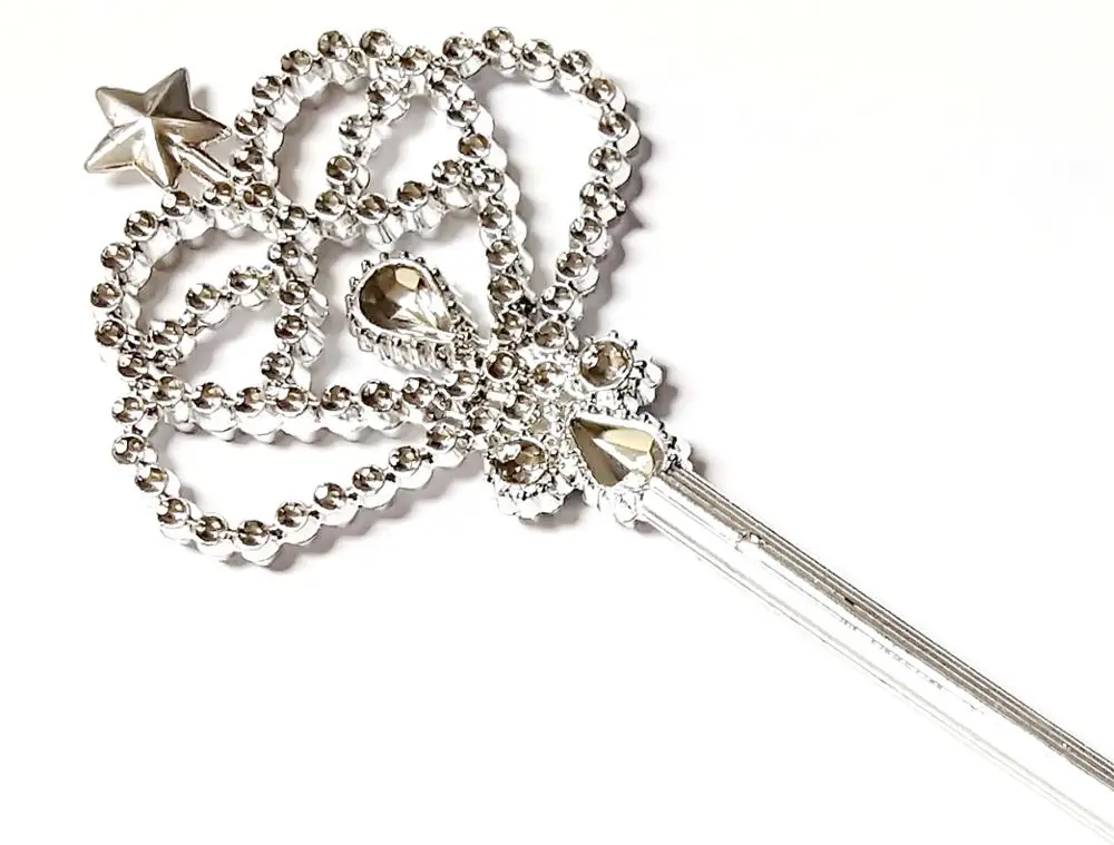 

12 pc SILVER 15.5Inch Magic Wand Crown Princess girls Birthday Wedding Bridal party Favors Favour souvenirs giveaways gadget