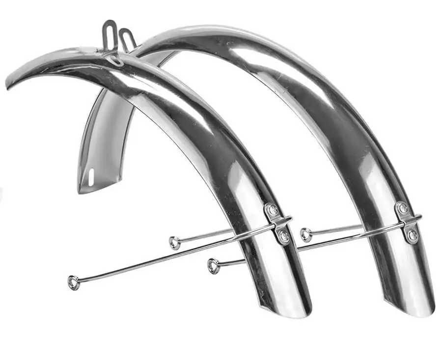 Комплект полноразмерных стальных хромированных велосипедных крыльев для колёс