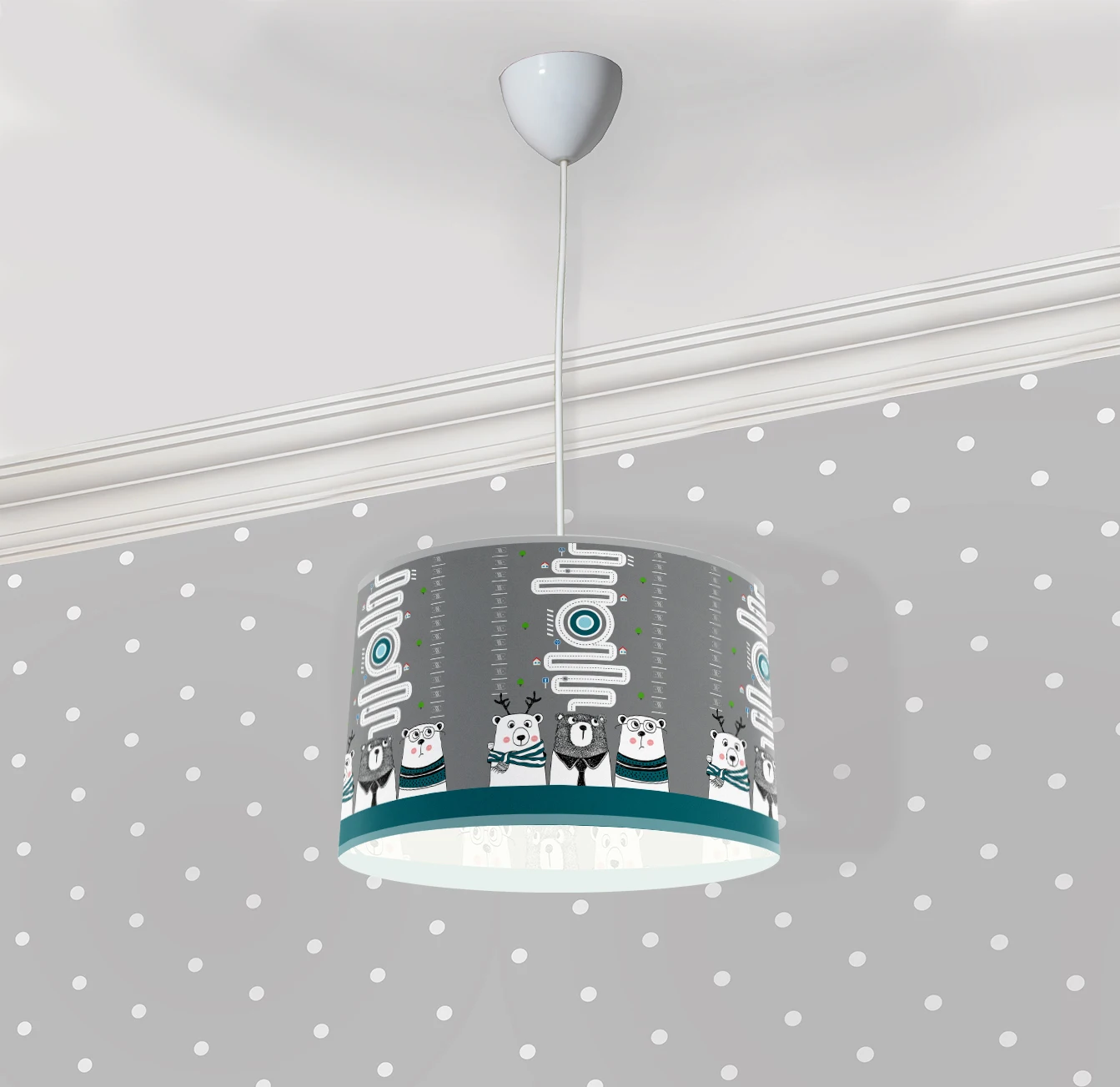 

Cute bear snow winter way car educational tree game patterned pendant chandelier children's teenage baby room lighting