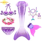 AngelGirl детский купальный костюм с хвостом русалки купальный костюм для косплея купальник с моноластами очками гирлянда Рождественские подарки для девочки