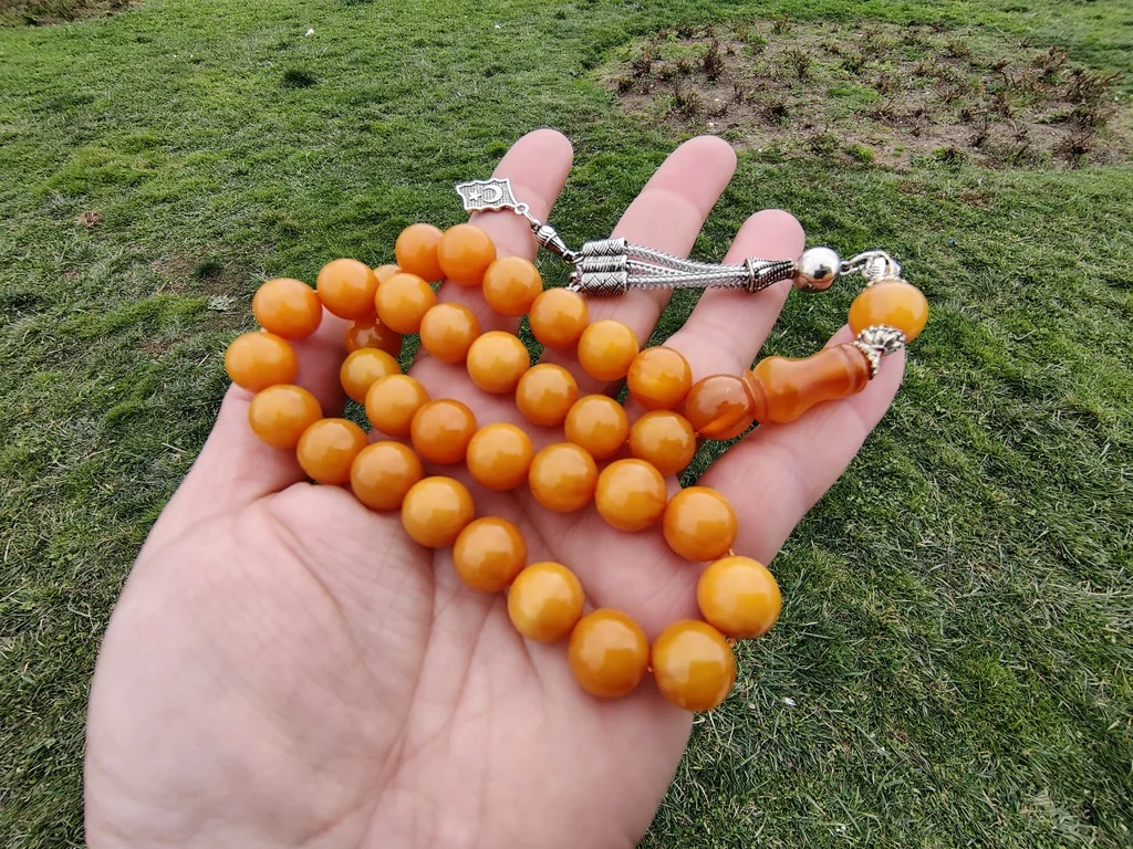 

Ottoman Faturan German Amber Sandalous Misbaha Prayer Beads Islamic Gift Tasbih Tasbeeh Tasbeh Rosary Tasbih # 15B
