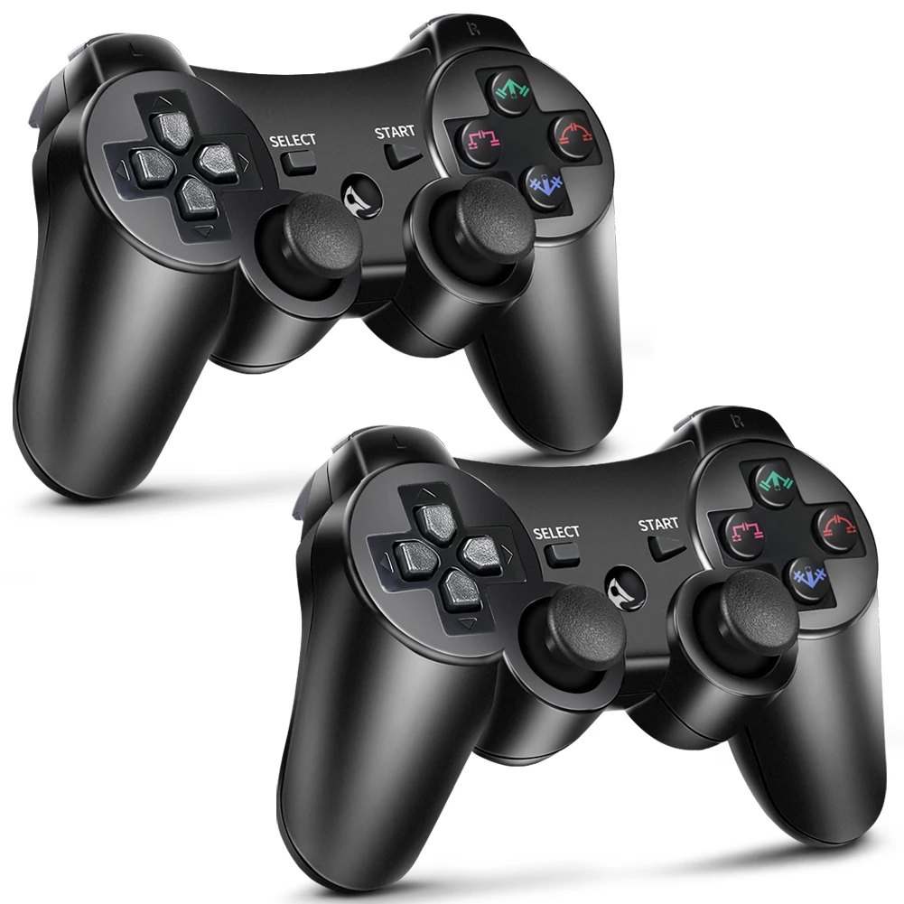 

PS3 Controller Wireless 2 Pack Double Shock Gamepad for Playstation 3 Remotes Sixaxis Wireless PS3 Gamepad with Charging Cable