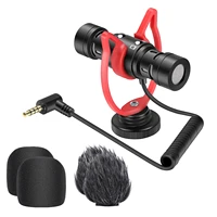 neewer video microphone dual head camera microphone vlog mic furry windscreen for smartphones canon nikon cameras camcorders