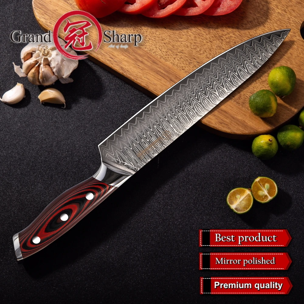 GRANDSHARP 8 дюймов японские кухонные ножи 67 слоев vg10 Дамасская сталь мясной нож шеф