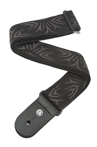 50f078 woven strap for guitar drawing &quotTattoo" black/gray Planet Waves |