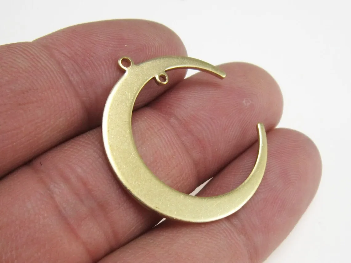 

10 шт, латунные подвески в виде луны, фоторазъем, серьги, 31x 27,4x, фотоэлемент 1 мм, ювелирные изделия R1640