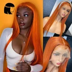 Имбирь оранжево-13X4 фронта шнурка человеческих волос парики с детскими волосами бразильские прямые волосы 4x4 закрытие кружева парики для женщин