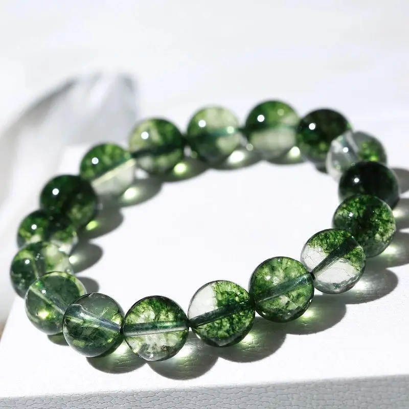 

Lucky Natural Crystal Bracelet Men Women Couple Bracelet Green Ghost Beads Handmade Jewelry Feng Shui Amethyst Accessories