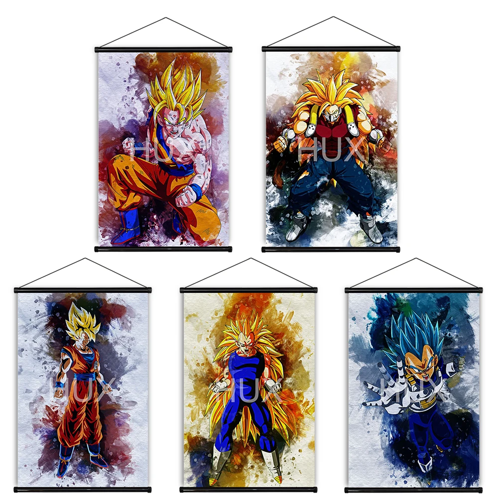 

Dragon Ball Z Anime Figure Creative Ink and Wash Style Canvas Painting Dormitory Wall Decor Pictures Prints Living Room Mural
