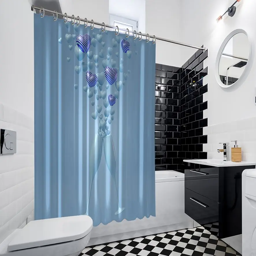 Занавеска для душа с сердечками маленькие очки как брызги шампанского счастья