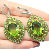 53x25mm super big european design long big created green peridot rhodolite garnet cz women dating silver earrings