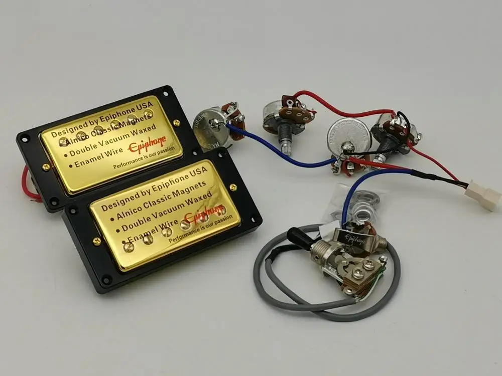 Гитарные пикапы стандарт Ainico Humbucker воск в горшке + жгут проводов|Детали и