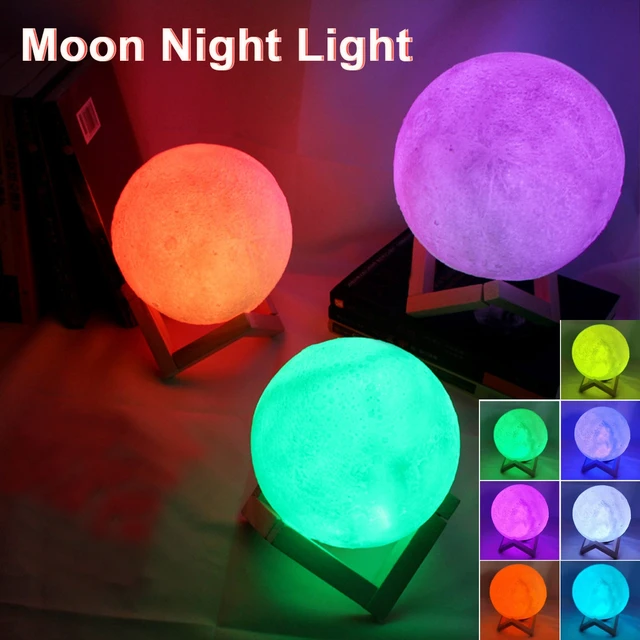 Starry Night: 8cm Moon Lamp LED Night Light with Battery Power and Stand - Perfect Bedroom Decor and Kids Gift 3