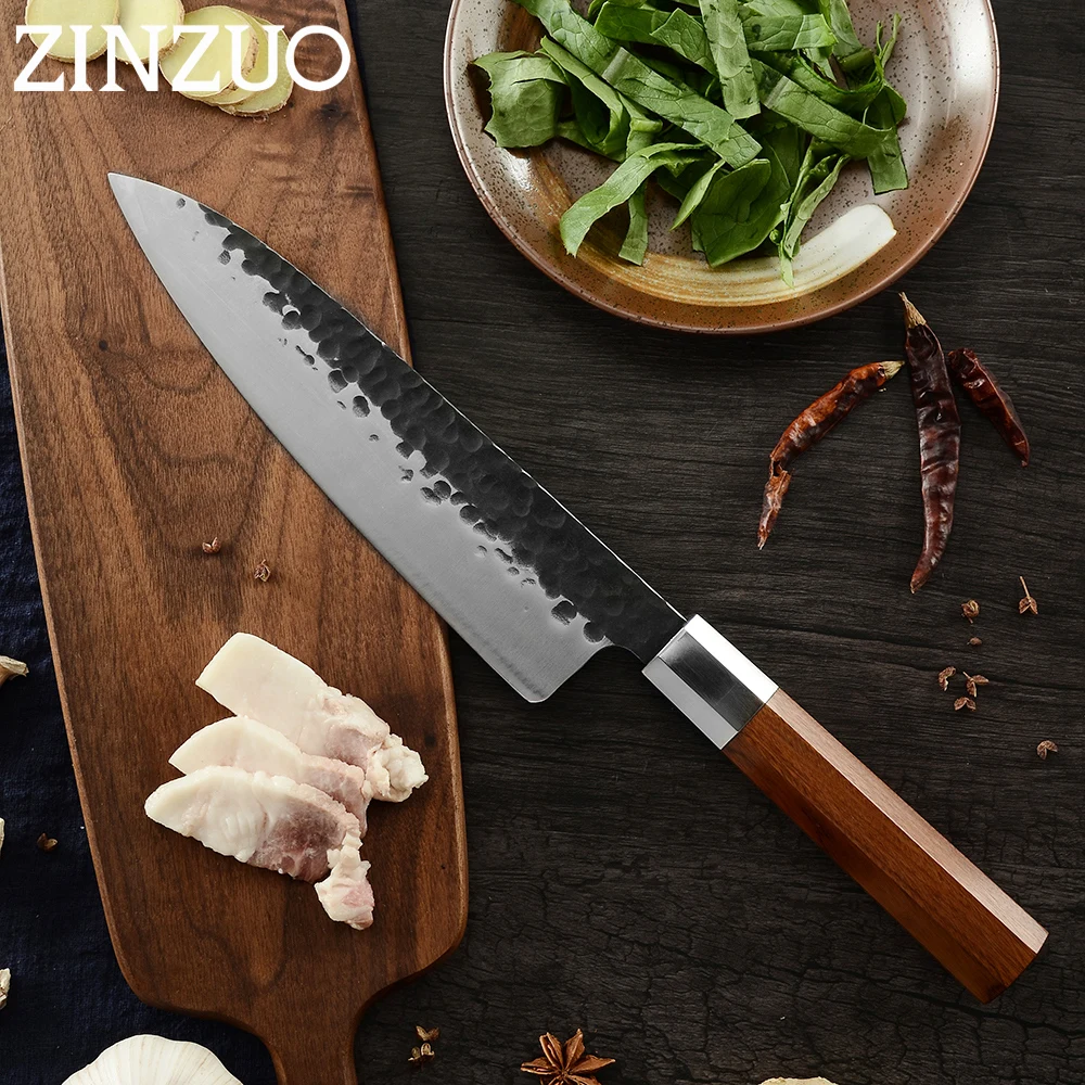 Ножи шеф повара ZINZUO ручной работы из нержавеющей стали кованый кухонный нож