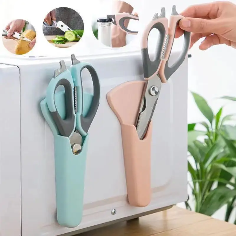 

Multifunctional Kitchen Scissors Knife Stainless Sheer Meat Bone Cutting Open Bottle Tool