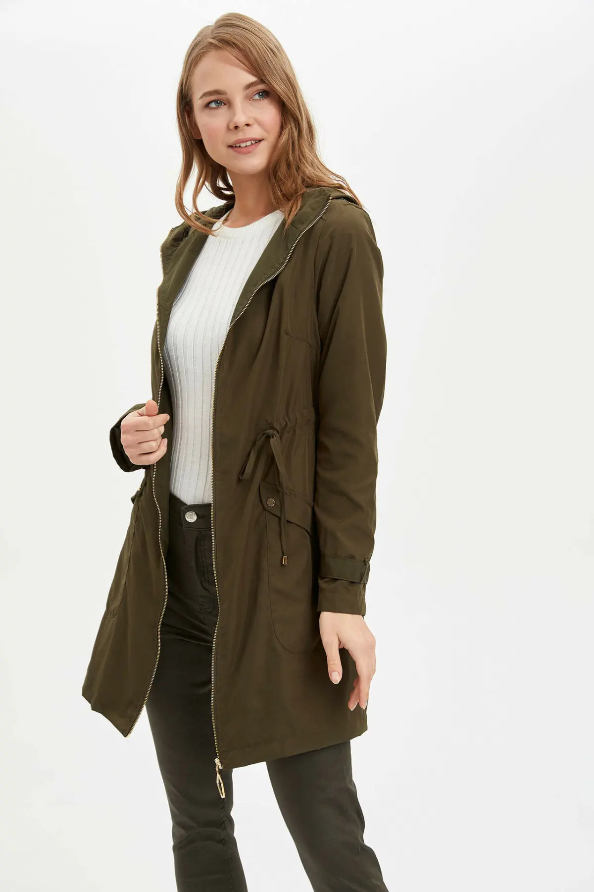 DeFacto новинка женская модная парка с капюшоном светильник Женская Повседневная