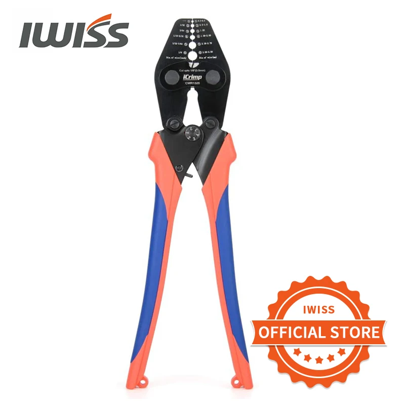 IWISS CWR1328 Wire Rope Crimping Tool with Cutting function for Cable Railing, Hand Swaging1/32~1/8-inch Aluminum Oval Sleeves